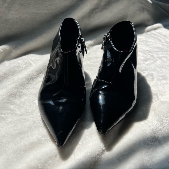 Black Patent Pointed Toe Booties - Picture 7 of 16